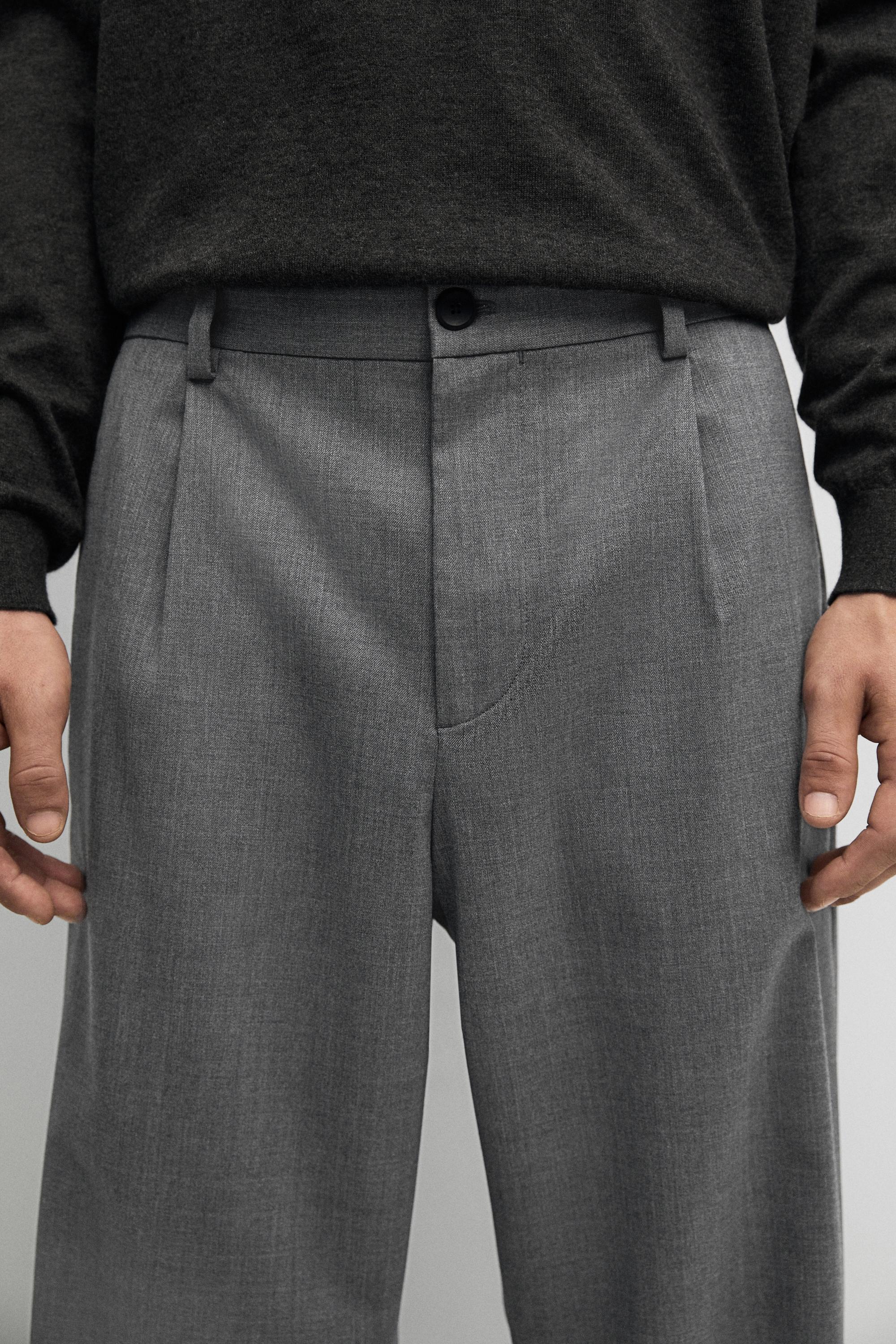 Pantalon à pinces en mélange de laine froide